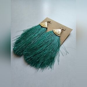 Teal Fringe Earrings